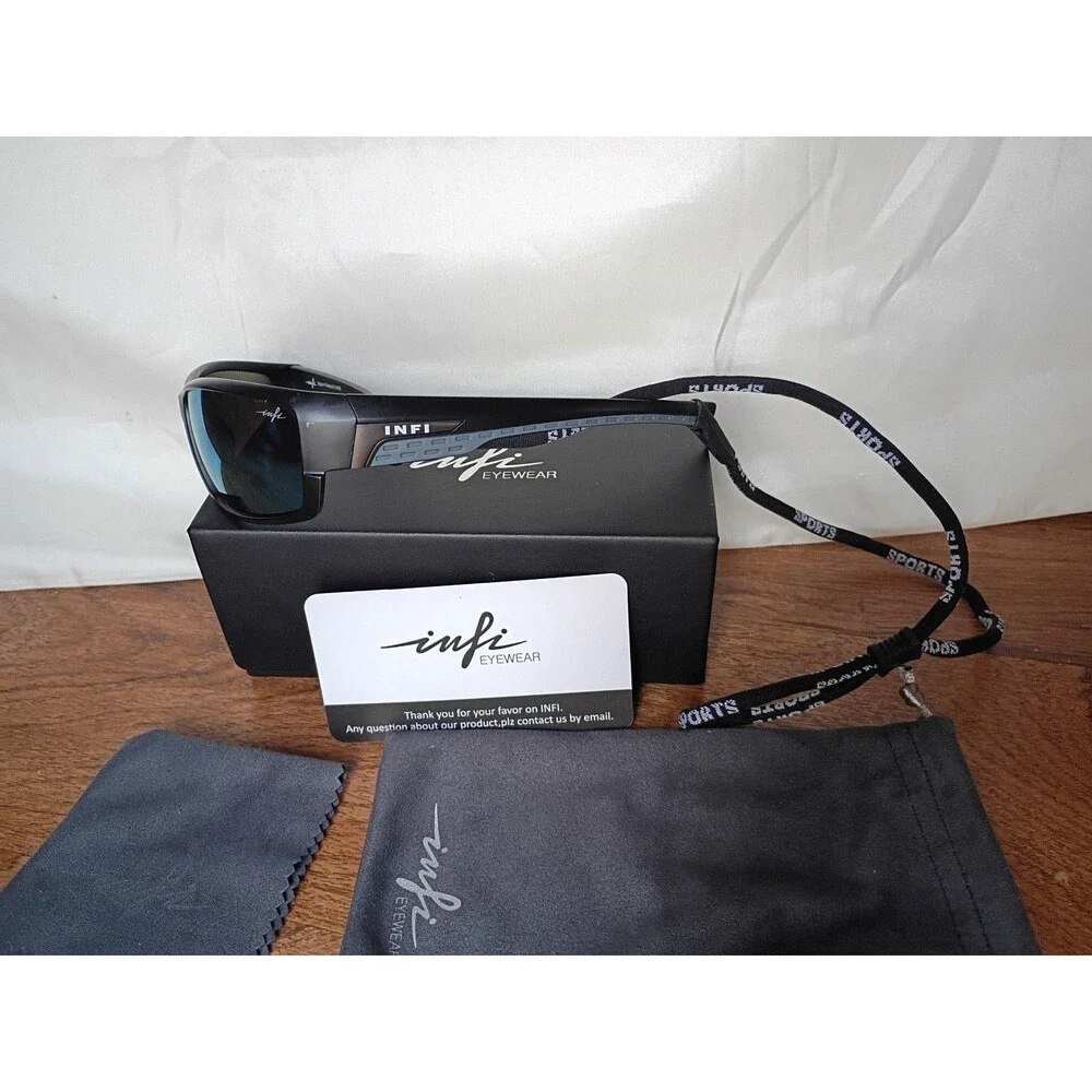 INFI Eyewear IN808C Polarized Sunglasses Black Blue Lens